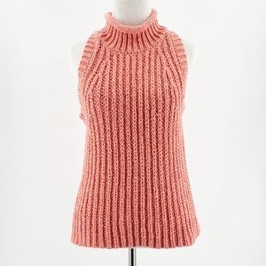 Anthro Moth Cable Knit Mock Neck Sweater